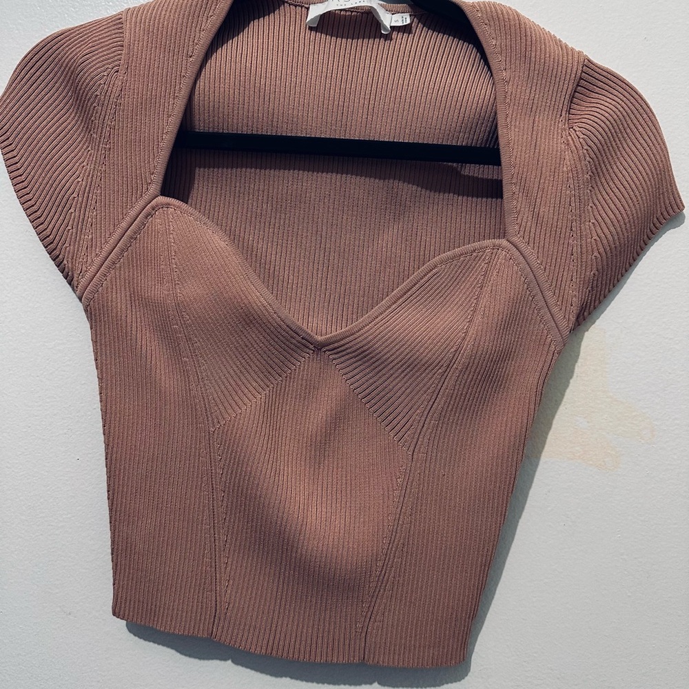 Astr Ribbed Knit Crop Top in Blush